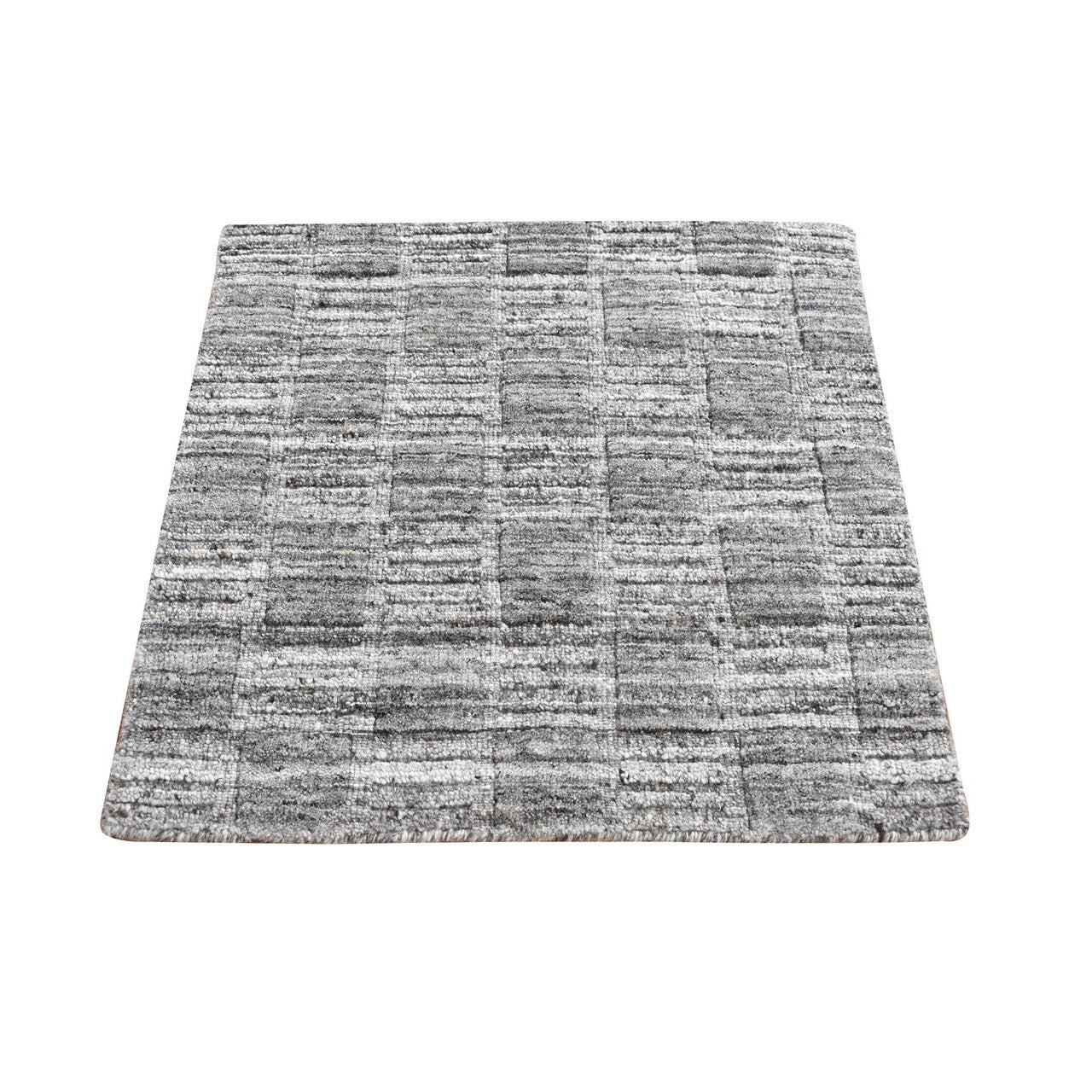 Gray 2'0" x 2'0" Modern and Contemporary Handloom Wool Rug - Sku: O087485