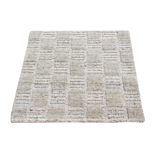 Modern and Contemporary Wool Hand Loomed Rug Beige No Border 2.0X2.1 -O087486