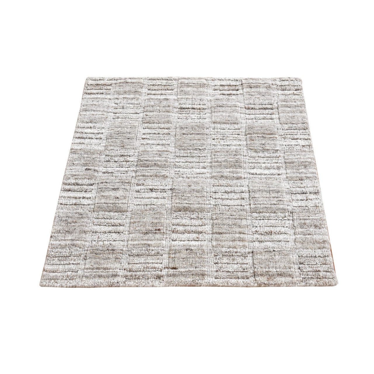 Beige 2'1" x 2'1" Modern and Contemporary Handloom Wool Rug - Sku: O087487