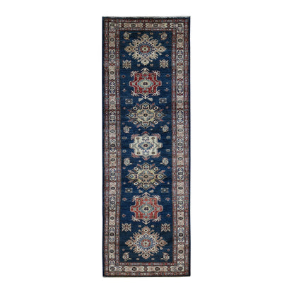 Kazak Wool Hand Knotted Rug Blue Ivory 2.9X8.2 -O087490