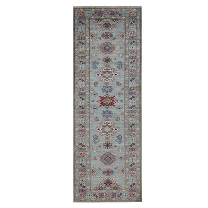 Kazak Wool Hand Knotted Rug Grey Gray 2.10X8.0 -O087492