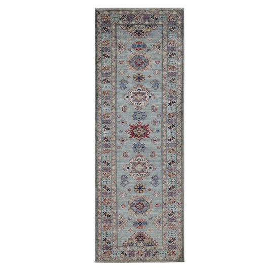 Kazak Wool Hand Knotted Rug Grey Gray 2.10X8.0 -O087492