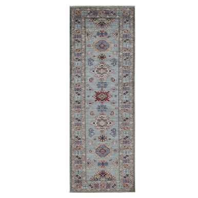 Kazak Wool Hand Knotted Rug Grey Gray 2.10X8.0 -O087492