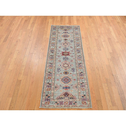 Kazak Wool Hand Knotted Rug Grey Gray 2.10X8.0 -O087492