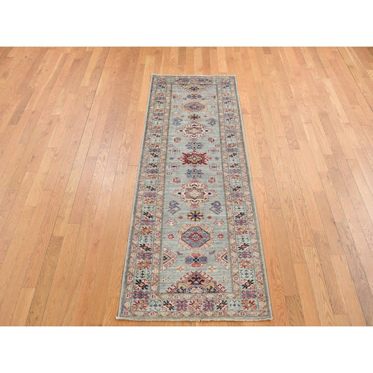Kazak Wool Hand Knotted Rug Grey Gray 2.10X8.0 -O087492