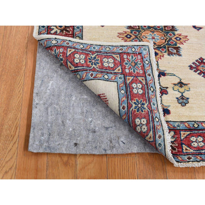 Kazak Wool Hand Knotted Rug Ivory Red 2.9X8.7 -O087493