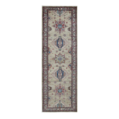 Kazak Wool Hand Knotted Rug Brown Ivory 2.8X8.2 -O087498