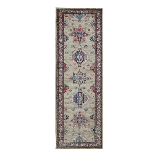 Kazak Wool Hand Knotted Rug Brown Ivory 2.8X8.2 -O087498