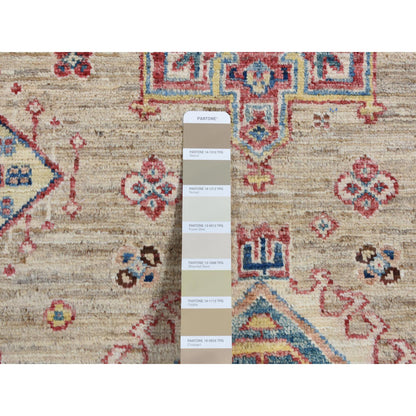 Kazak Wool Hand Knotted Rug Brown Ivory 2.8X8.2 -O087498