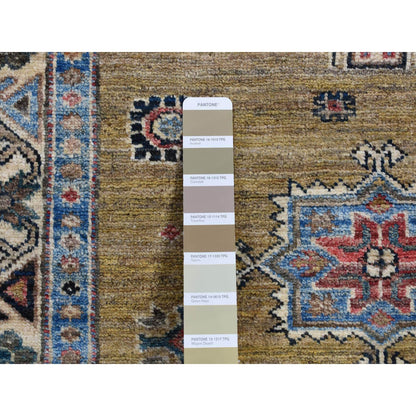 Kazak Wool Hand Knotted Rug Green Ivory 2.9X7.7 -O087502