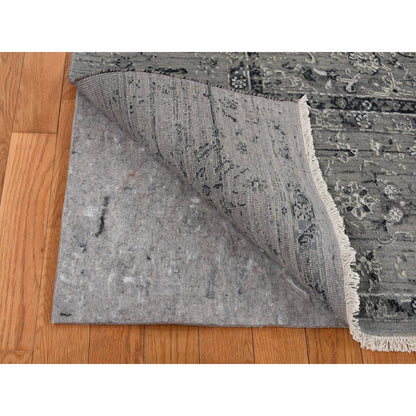 Transitional Wool & Silk Hand Knotted Rug Grey Gray 6.0X9.0 -O087509