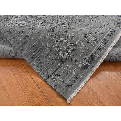 Transitional Wool & Silk Hand Knotted Rug Grey Gray 6.0X9.0 -O087509