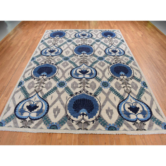 Clearance Wool Hand Knotted Rug Ivory No Border 10.0X13.9 -O087511