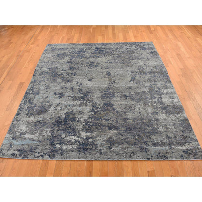 Modern and Contemporary Wool & Silk Hand Knotted Rug Grey No Border 7.10X9.9 -O087515
