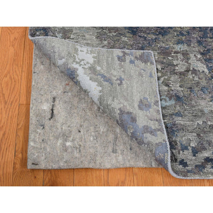 Modern and Contemporary Wool & Silk Hand Knotted Rug Grey No Border 7.10X9.9 -O087515