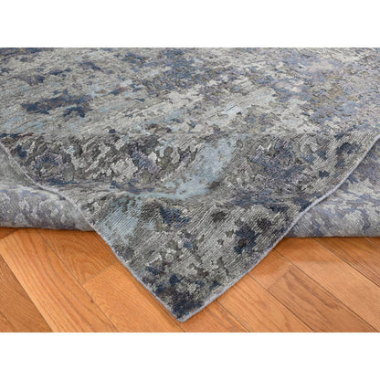 Modern and Contemporary Wool & Silk Hand Knotted Rug Grey No Border 7.10X9.9 -O087515
