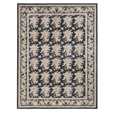 Oushak And Peshawar Wool Hand Knotted Rug Black Black 9.1X12.4 -O087517
