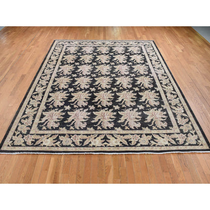 Oushak And Peshawar Wool Hand Knotted Rug Black Black 9.1X12.4 -O087517