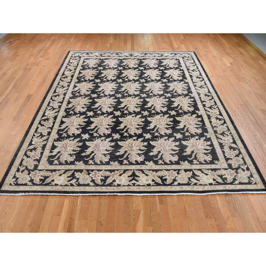 Oushak And Peshawar Wool Hand Knotted Rug Black Black 9.1X12.4 -O087517