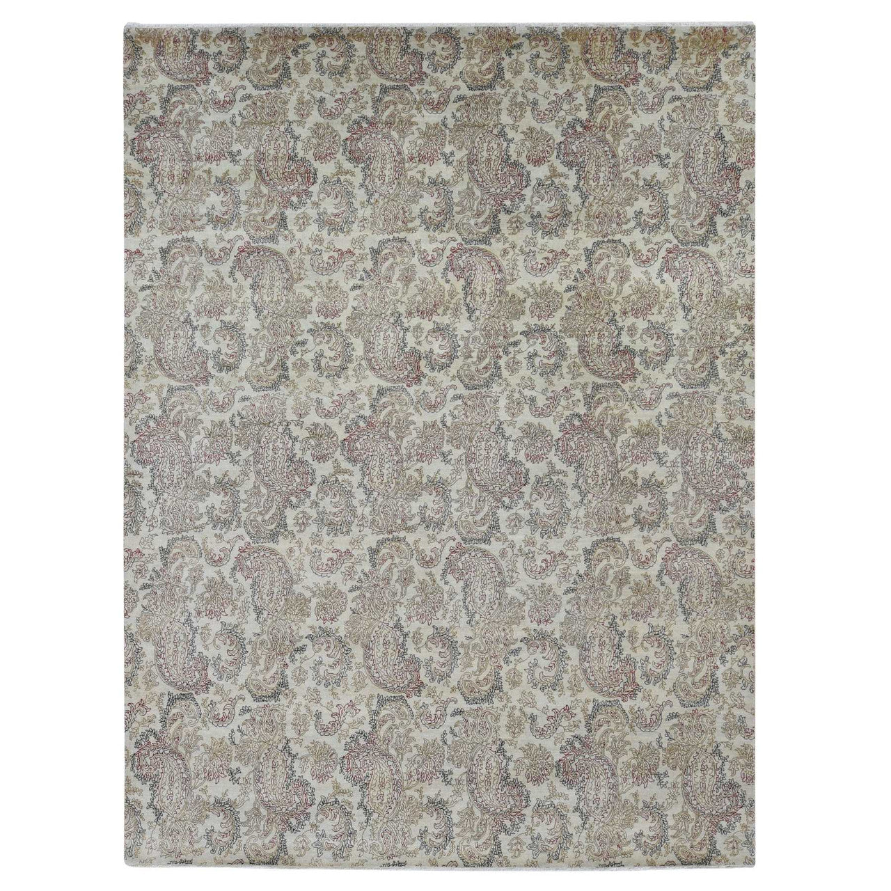 Fine Oriental Wool Hand Knotted Rug Grey No Border 9.1X12.3 -O087519