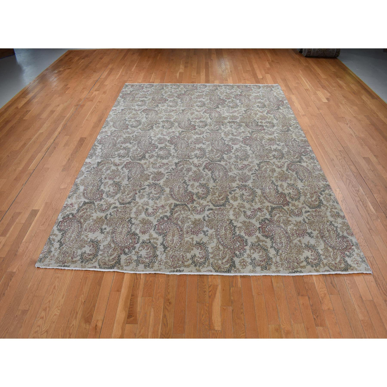 Fine Oriental Wool Hand Knotted Rug Grey No Border 9.1X12.3 -O087519
