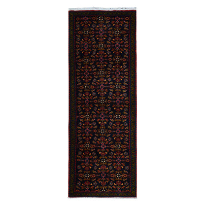 Persian Wool Hand Knotted Rug Blue Blue 3.9X9.7 -O087523