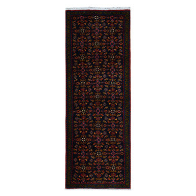 Persian Wool Hand Knotted Rug Blue Blue 3.9X9.7 -O087523
