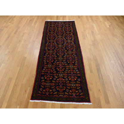 Persian Wool Hand Knotted Rug Blue Blue 3.9X9.7 -O087523