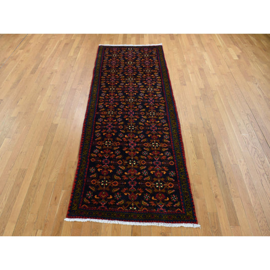 Persian Wool Hand Knotted Rug Blue Blue 3.9X9.7 -O087523