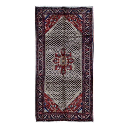Persian Wool Hand Knotted Rug Brown Yale Blue 5.1X10.2 -O087527