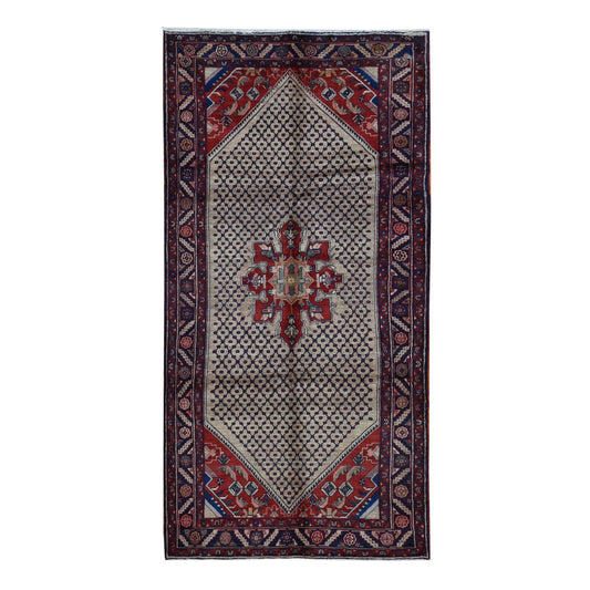 Persian Wool Hand Knotted Rug Brown Yale Blue 5.1X10.2 -O087527