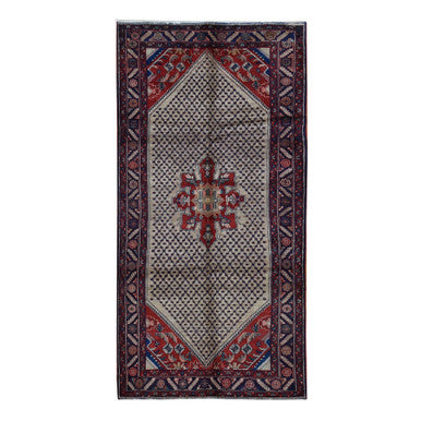Persian Wool Hand Knotted Rug Brown Yale Blue 5.1X10.2 -O087527