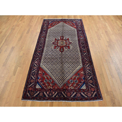 Persian Wool Hand Knotted Rug Brown Yale Blue 5.1X10.2 -O087527
