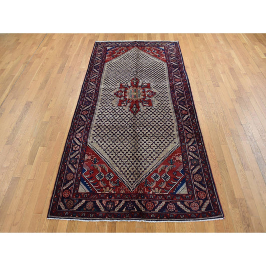 Persian Wool Hand Knotted Rug Brown Yale Blue 5.1X10.2 -O087527