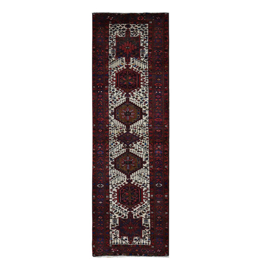 Persian Wool Hand Knotted Rug Red Blue 3.2X10.5 -O087531