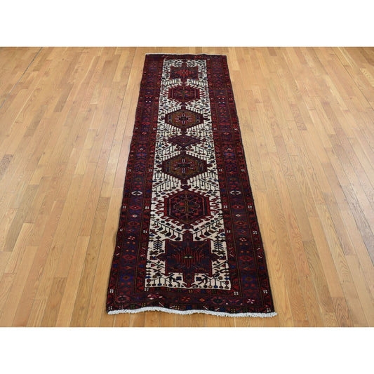 Persian Wool Hand Knotted Rug Red Blue 3.2X10.5 -O087531