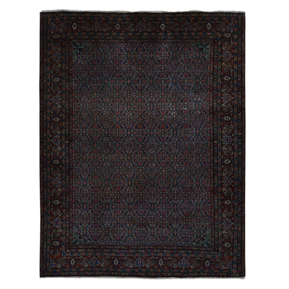 Antique Wool Hand Knotted Rug Blue Red 8.0X10.3 -O087533