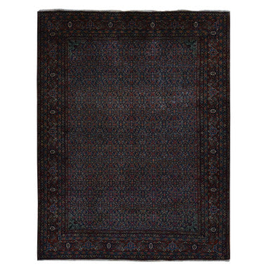 Antique Wool Hand Knotted Rug Blue Red 8.0X10.3 -O087533