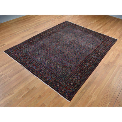 Antique Wool Hand Knotted Rug Blue Red 8.0X10.3 -O087533