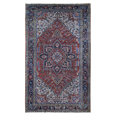 Heriz Wool Hand Knotted Rug Red Blue 9.7X16.6 -O087534