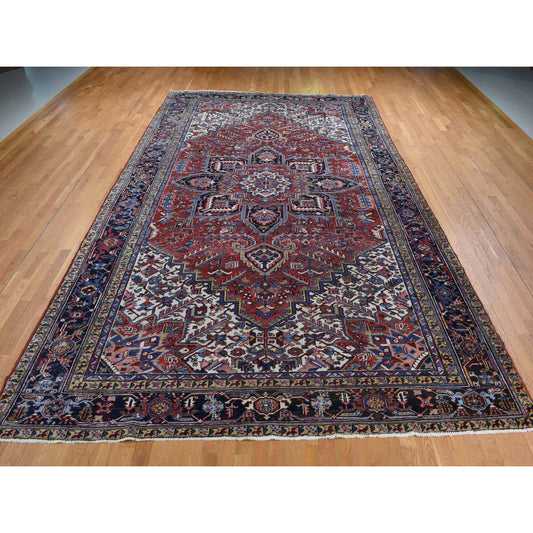 Heriz Wool Hand Knotted Rug Red Blue 9.7X16.6 -O087534
