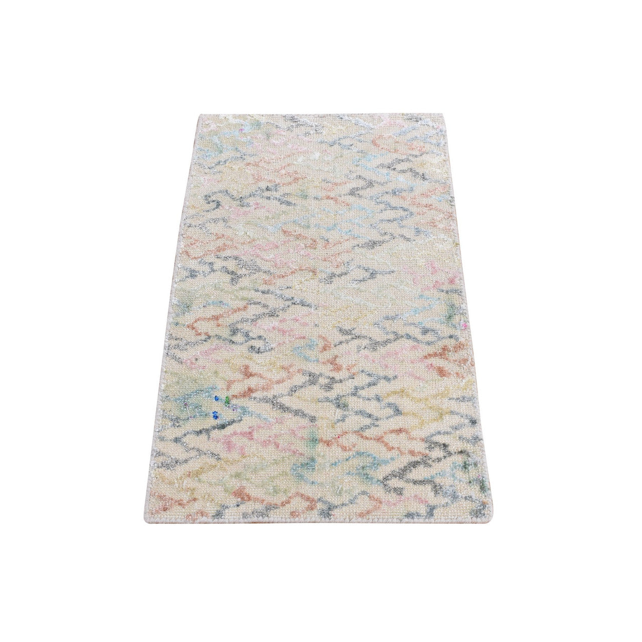 Ivory 1'2" x 2'0" Modern and Contemporary Hand knotted Wool Rug - Sku: O087543