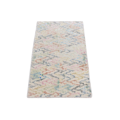 Modern and Contemporary Wool Hand Knotted Rug Ivory No Border 1.2X2.0 -O087543