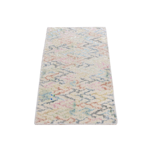 Modern and Contemporary Wool Hand Knotted Rug Ivory No Border 1.2X2.0 -O087543