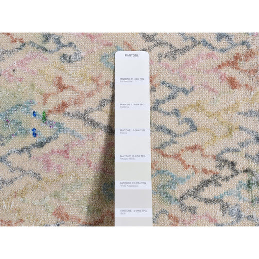 Modern and Contemporary Wool Hand Knotted Rug Ivory No Border 1.2X2.0 -O087543