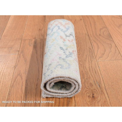 Modern and Contemporary Wool Hand Knotted Rug Ivory No Border 1.2X2.0 -O087543