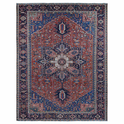 Heriz Wool Hand Knotted Rug Red Blue 12.3X16.1 -O087561