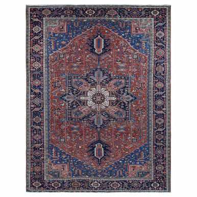 Heriz Wool Hand Knotted Rug Red Blue 12.3X16.1 -O087561
