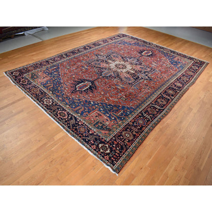 Heriz Wool Hand Knotted Rug Red Blue 12.3X16.1 -O087561