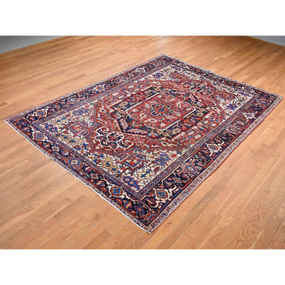 Heriz Wool Hand Knotted Rug Red Blue 7.8X10.6 -O087564